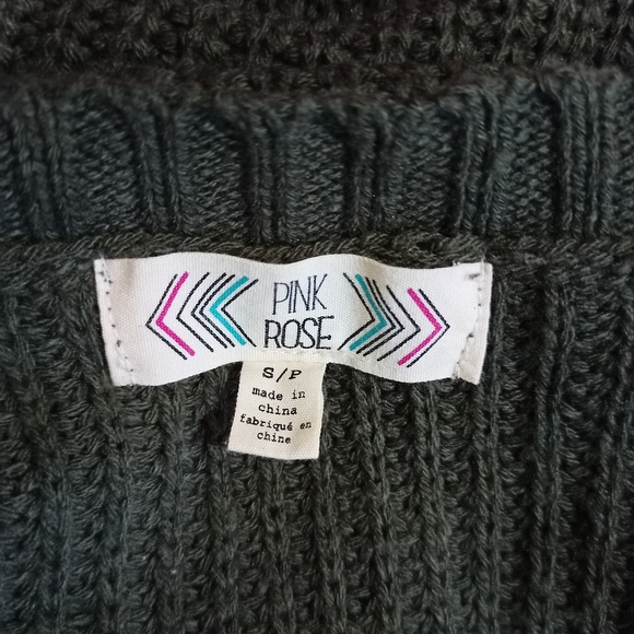 PINK ROSE Women's Army Green Emoji Knit Cardigan - Picture 14 of 16